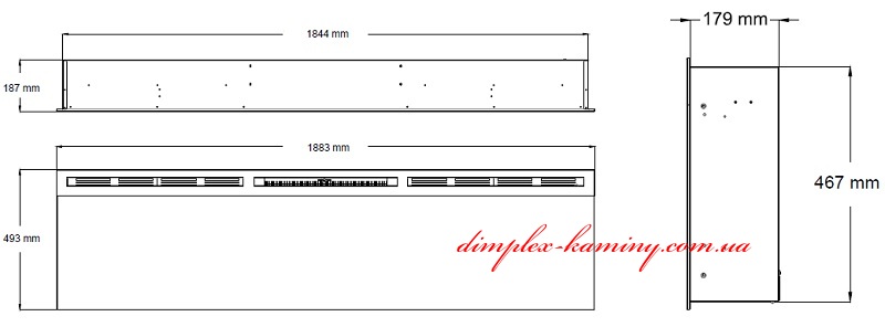 Розміри електрокаміни DIMPLEX Prism 74 (BLF 7451) серії Optiflame