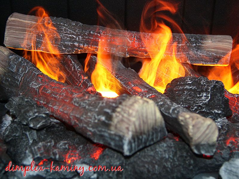 Декоративные дрова и визуализация пламени электрокамина Dimplex Opti-myst Chesford